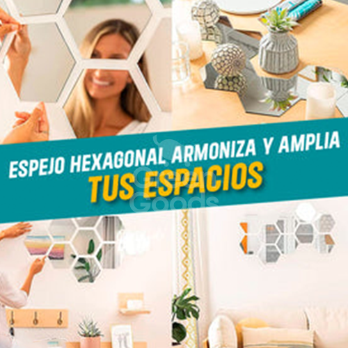 ESPEJO DECORATIVO HEXAGONAL-SET x 12 UNIDADES