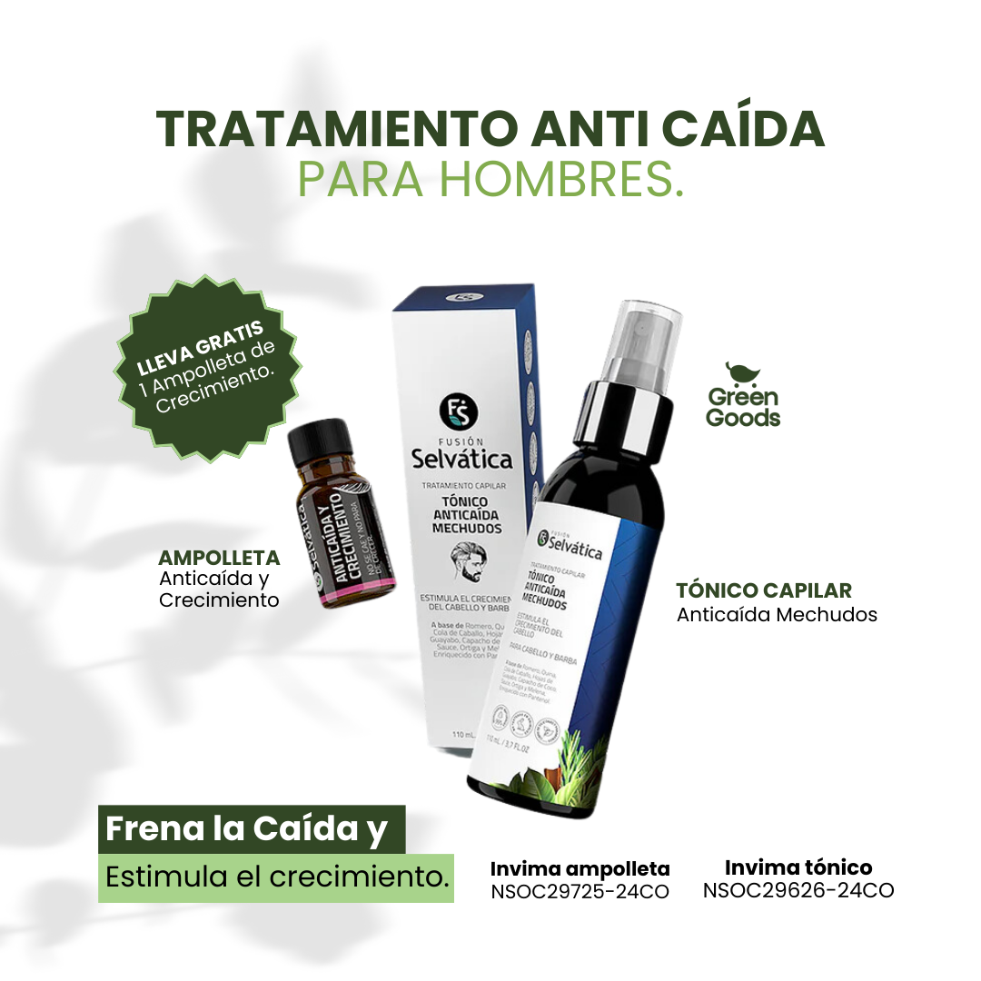 Tratamiento Anti Caída Cabello Para Hombres-¡Ampolleta Crecimiento de Regalo! 🎁