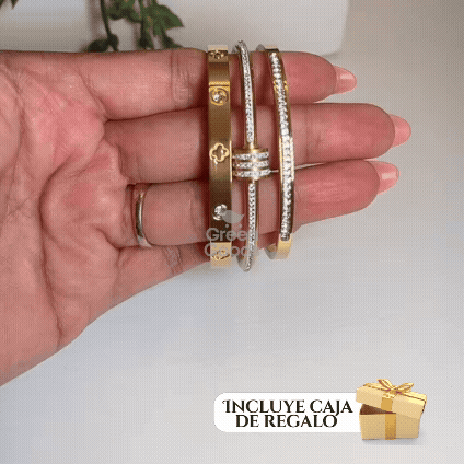 Set de 3 Pulseras Tipo Cartier – Incluye Caja de Regalo