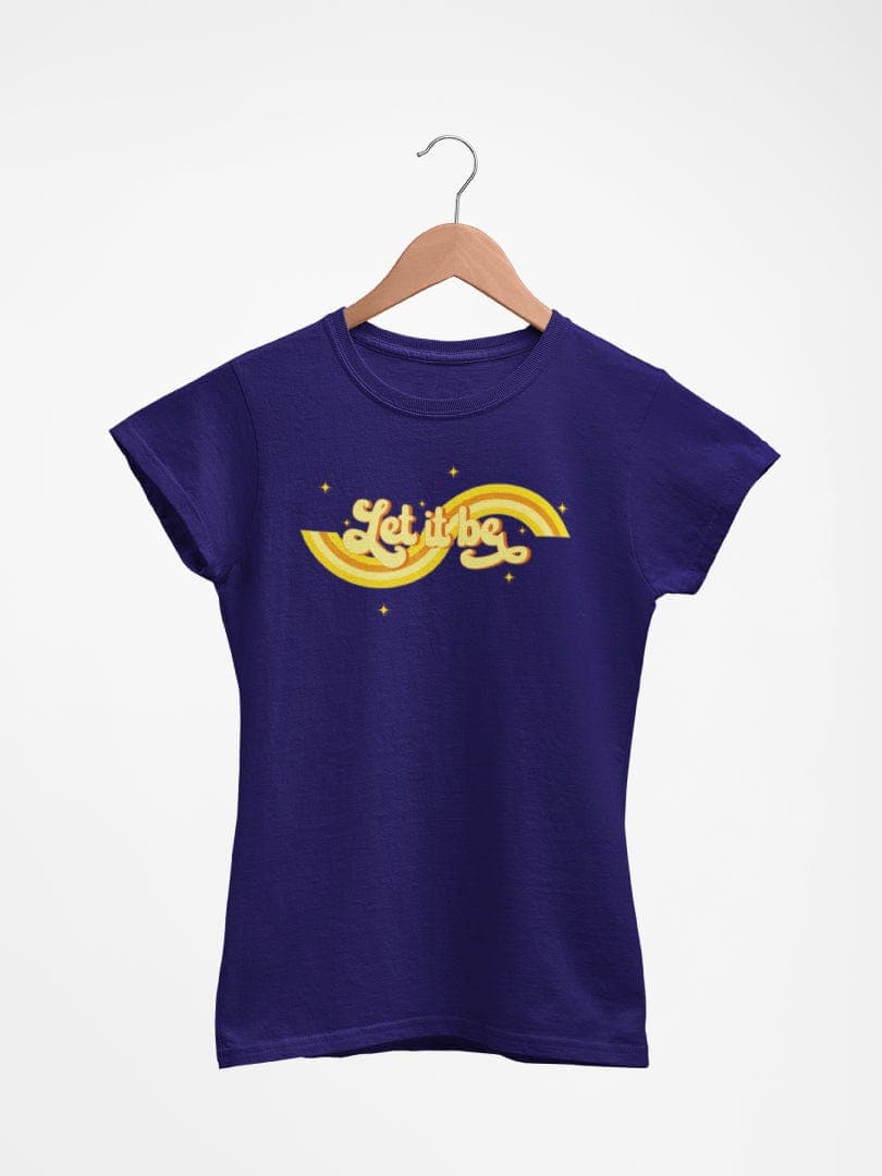 WonderNut Manga doblada / Azul Oscuro / S/M Camisetas WonderNut para mujer - Let It Be