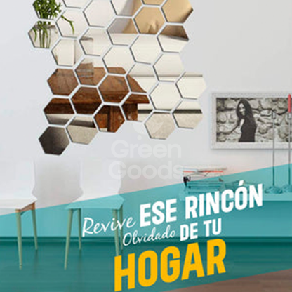 ESPEJO DECORATIVO HEXAGONAL-SET x 12 UNIDADES