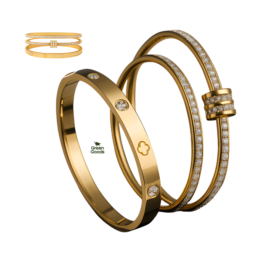 Set de 3 Pulseras Tipo Cartier – Incluye Caja de Regalo