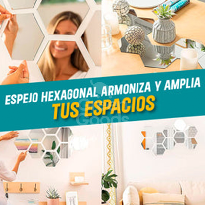 ESPEJO DECORATIVO HEXAGONAL-SET x 12 UNIDADES
