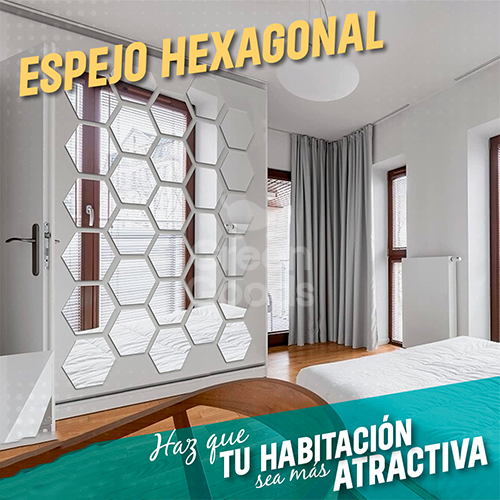 ESPEJO DECORATIVO HEXAGONAL-SET x 12 UNIDADES