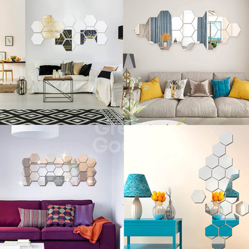 ESPEJO DECORATIVO HEXAGONAL-SET x 12 UNIDADES