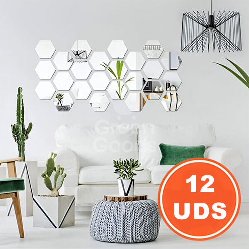 ESPEJO DECORATIVO HEXAGONAL-SET x 12 UNIDADES