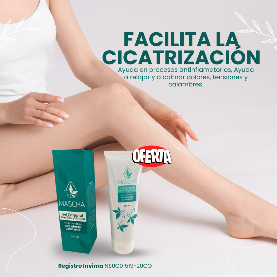 MASCHA®️ GEL CORPORAL CON CBD Y ÁRNICA-REGISTRO INVIMA NS0C01519-20CO
