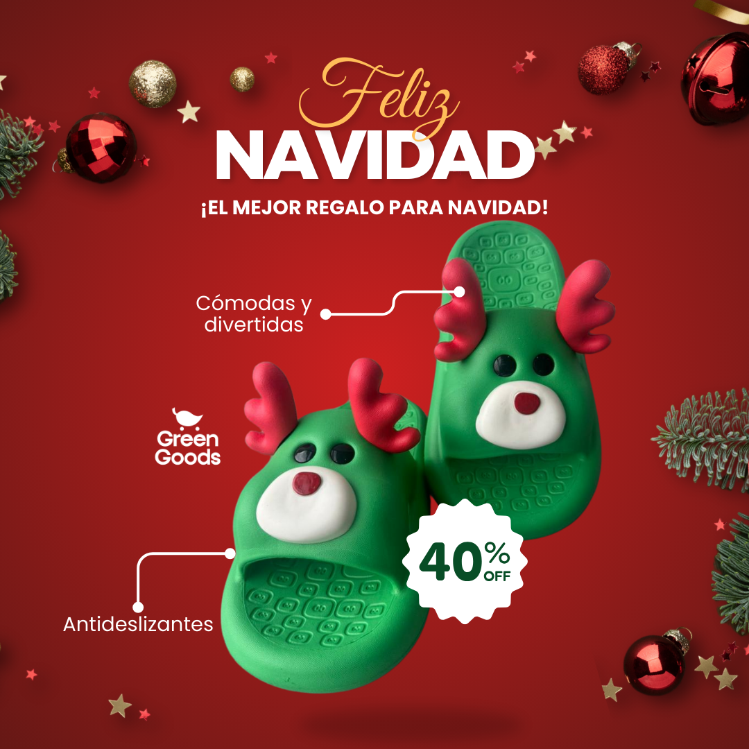 Pantuflas Reno Navideño 🫎🎄- COMODIDAD Y DIVERSIÓN PARA TUS PIES