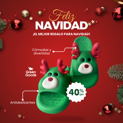 Pantuflas Reno Navideño 🫎🎄- COMODIDAD Y DIVERSIÓN PARA TUS PIES