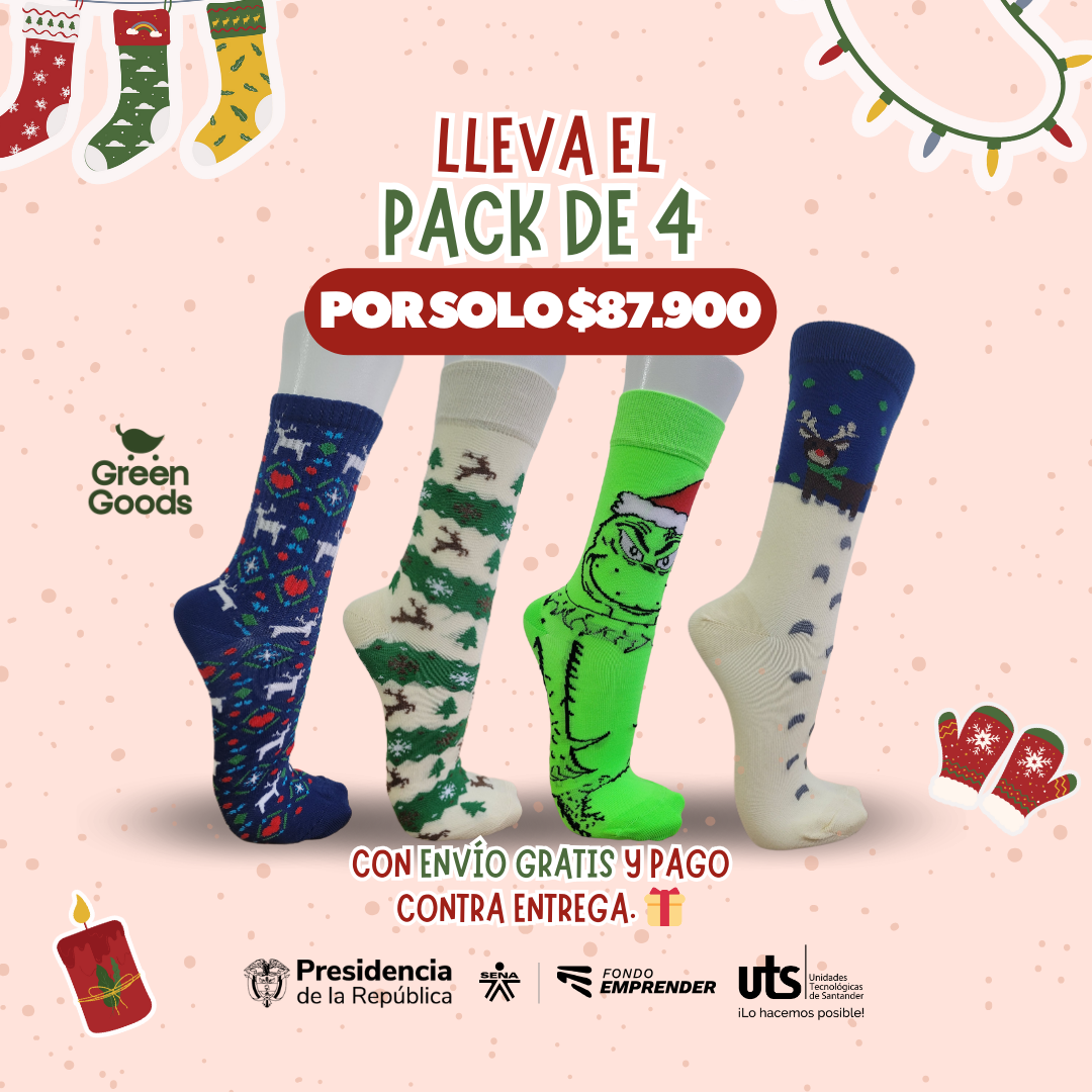 PACK MEDIAS 4 PARES NAVIDAD  POR TAN SOLO $87.900🎄🧦🎁 PARA TI Y PARA REGALAR
