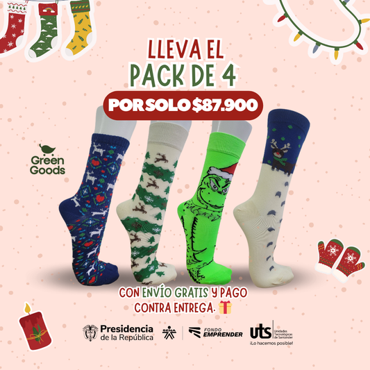 PACK MEDIAS 4 PARES NAVIDAD  POR TAN SOLO $87.900🎄🧦🎁 PARA TI Y PARA REGALAR
