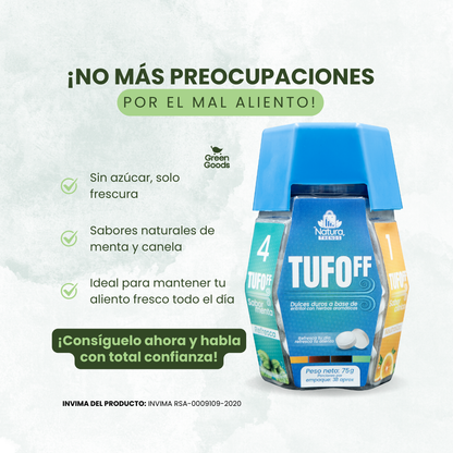 TUFOff® – El dulce sin azúcar que elimina el mal aliento en minutos.