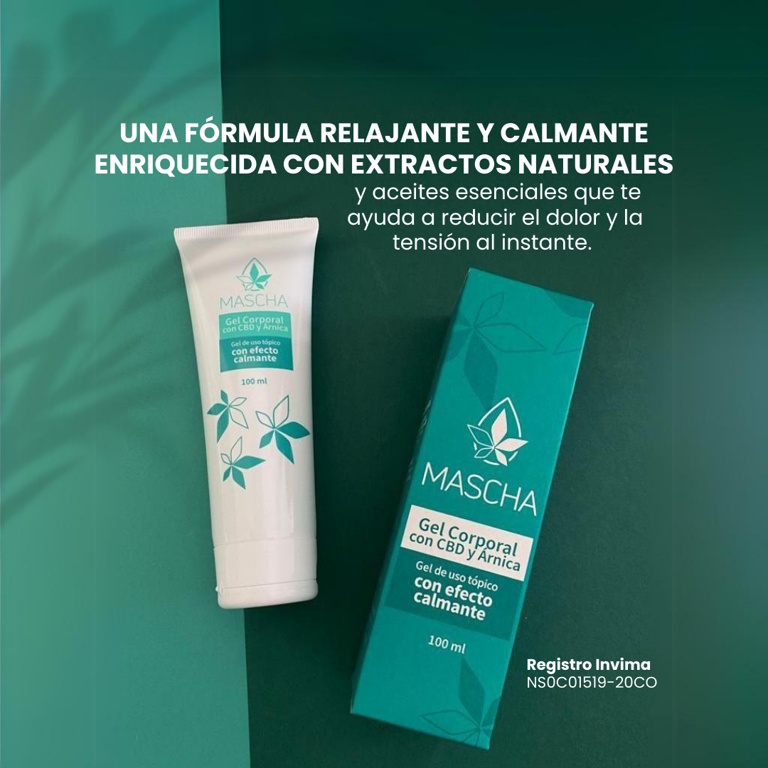 MASCHA®️ GEL CORPORAL CON CBD Y ÁRNICA-REGISTRO INVIMA NS0C01519-20CO