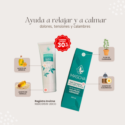 MASCHA®️ GEL CORPORAL CON CBD Y ÁRNICA-REGISTRO INVIMA NS0C01519-20CO