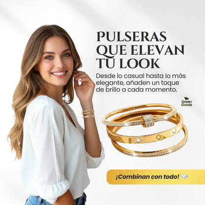 Set de 3 Pulseras Tipo Cartier – Incluye Caja de Regalo