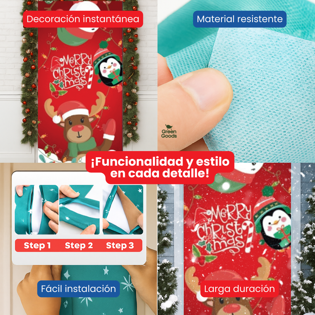 🎄 ¡La Navidad Llega a Tu Puerta! Funda Navideña 100% Decorativa y Funcional