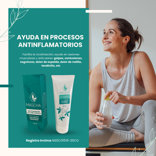MASCHA®️ GEL CORPORAL CON CBD Y ÁRNICA-REGISTRO INVIMA NS0C01519-20CO