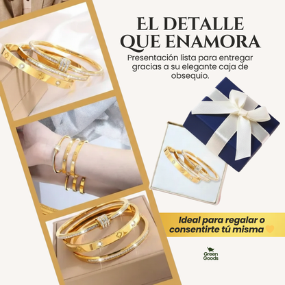 Set de 3 Pulseras Tipo Cartier – Incluye Caja de Regalo