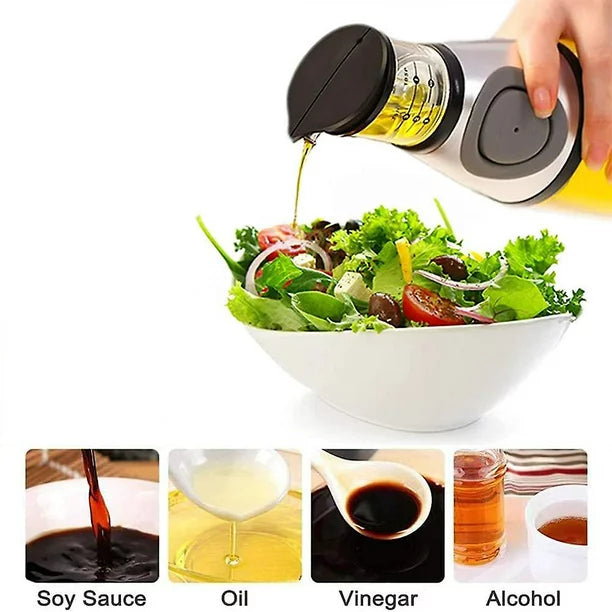 Aceitera en vidrio con medidor