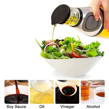 Aceitera en vidrio con medidor