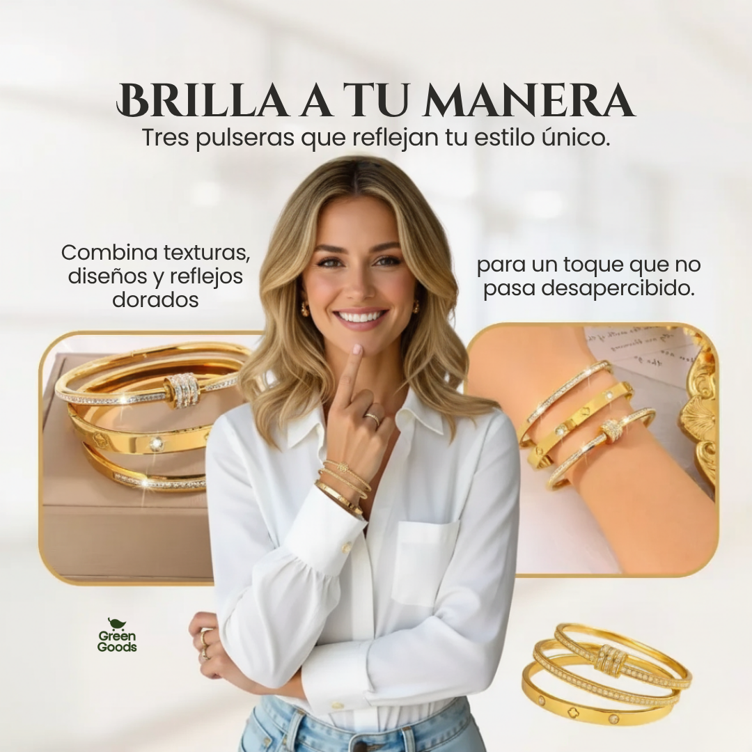 Set de 3 Pulseras Tipo Cartier – Incluye Caja de Regalo