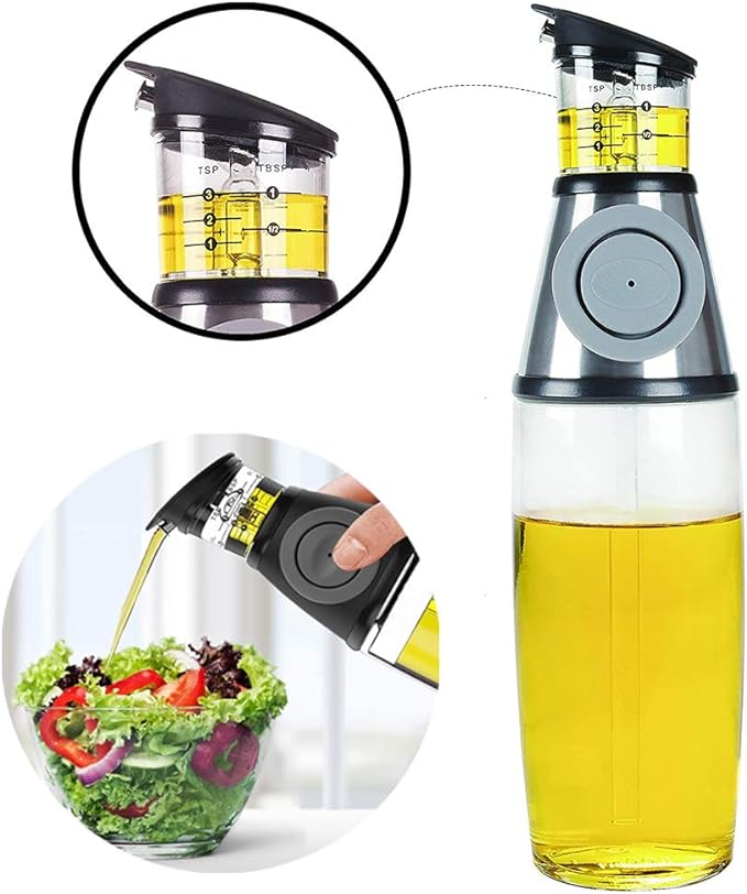 Aceitera en vidrio con medidor