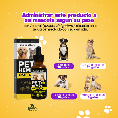 Pet Hemp Omega-Aceite natural que calma y mejora movilidad