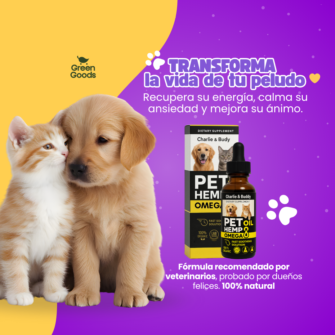 Pet Hemp Omega-Aceite natural que calma y mejora movilidad