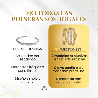 Set de 3 Pulseras Tipo Cartier – Incluye Caja de Regalo