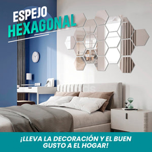ESPEJO DECORATIVO HEXAGONAL-SET x 12 UNIDADES