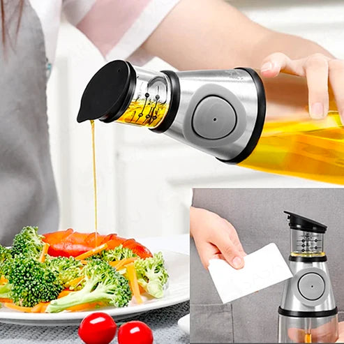 Aceitera en vidrio con medidor