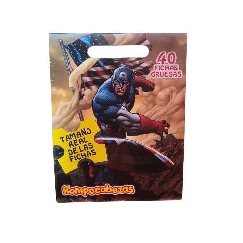Tienda encarGO! Material Didáctico Rompecabezas  Capitán América Didácticos para niños X 2 unidades (Puedes escoger entre Rompecabezas, Juego de Memoria. Loterías y Dominó)